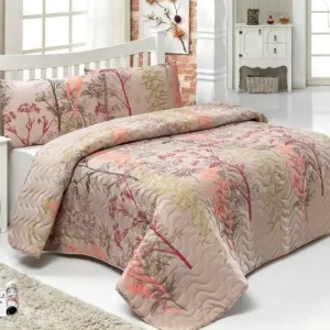 Eponj Home Överkast Enkelt 160x220+Kuddfodral Quiltat Beige/Röd/Rosa/Grön - Textil & mattor Sänkt pris