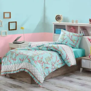 Fynd Eponj Home Bäddset Enkelt 3-dels Turkos/Vit/Beige/Rosa - Textil & mattor