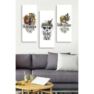 Canvastavla i trä 3-delar 50x70 cm - Djurporträtt med en känsla av frihet och mod - Inredning & dekor Köp nu