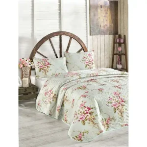 Eponj Home Överkast Dubbelt 200x220+2 Kuddfodral Quiltat Mint/Rosa/Gul/Grön - Textil & mattor Premium