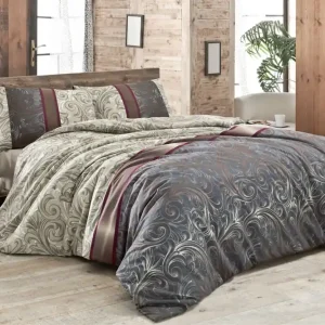 Populärt val Victoria Bäddset Dubbelt 4-dels Creme/Grå/Multi - Textil & mattor