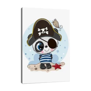 Canvastavla 70x100 cm - Söt panda klädd som pirat med ögonlapp och pirathatt - Inredning & dekor Endast idag