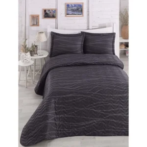 Kampanjpris Eponj Home Överkast Dubbelt 200x220+2 Kuddfodral Quiltat Grå/Antracit - Textil & mattor