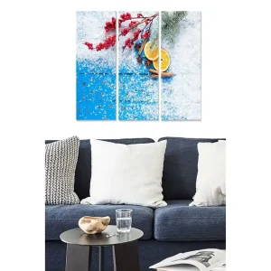 Canvastavla i trä 3-delar 50x70 cm - Vintrig stillhet med bär, apelsinskivor och kanelstänger - Inredning & dekor Outlet