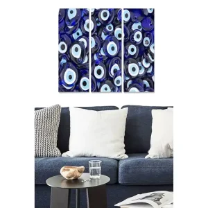 Begränsad tid Canvastavla i trä 3-delar 50x70 cm - Abstrakt komposition med ögonmotiv - Inredning & dekor