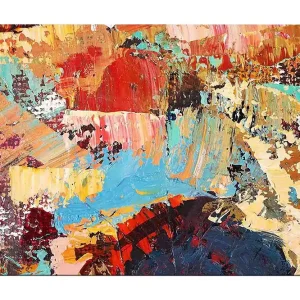 Canvastavla 70x100 cm - Abstrakt komposition med färgglada penseldrag som skapar en dynamisk och livfull känsla - Inredning & dekor Beställ nu