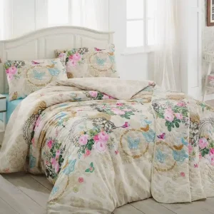 Eponj Home Bäddset Dubbelt 4-dels Beige/Vit/Multi - Textil & mattor Expressleverans