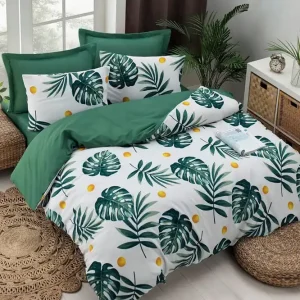 I lager EnLora Home Bäddset Dubbelt 4-dels Grön/Vit/Gul - Textil & mattor