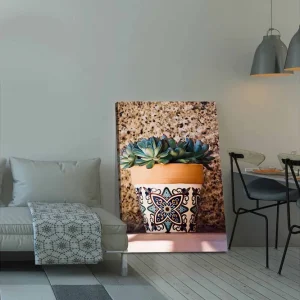 Canvastavla 70x100 cm - Kruka med succulenter i en dekorativ design - Inredning & dekor Begränsad tid