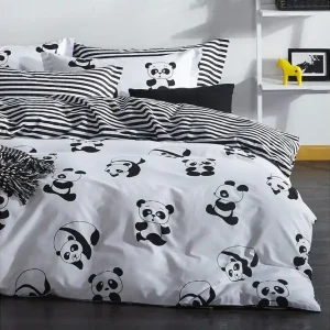 Endast denna vecka EnLora Home Bäddset Dubbelt 4-dels Svart/Vit - Textil & mattor
