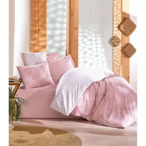 Rabatter Cotton Box Bäddset Dubbelt 4-dels Ranforce Vit/Rosa - Textil & mattor