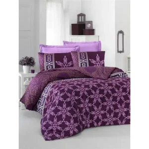 Victoria Bäddset Dubbelt 6-dels Satin Lila/Vit - Textil & mattor Populär
