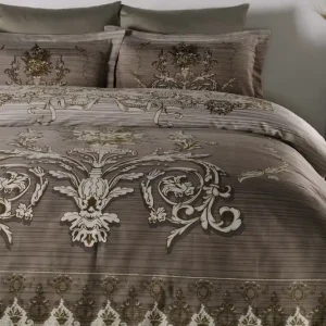 Populär Primacasa by Türkiz Bäddset Dubbelt 6-dels Satin Brun/Vit/Beige - Textil & mattor