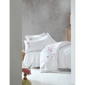 Cotton Box Bäddset Dubbelt 6-dels Premium Satin Vit/Rosa - Textil & mattor Beställ idag