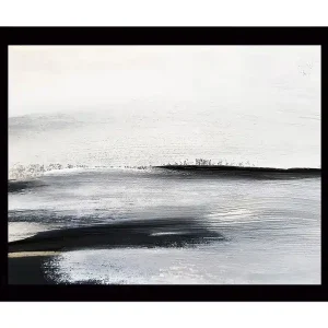 Trygg betalning Inramad Canvastavla i trä - 41x56 cm - Abstrakt landskap med mjuka, svepande linjer - Inredning & dekor