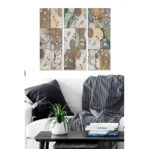 Canvastavla i trä 3-delar 50x70 cm - Abstrakt komposition med organiska former och linjer - Inredning & dekor Rabatter