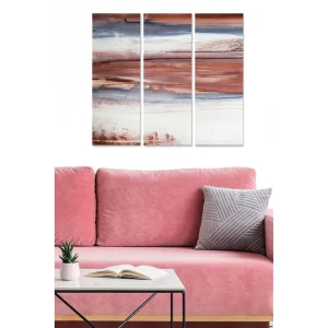 Canvastavla i trä 3-delar 50x70 cm - Abstrakt landskap med jordnära toner - Inredning & dekor Begränsat erbjudande