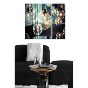 Canvastavla i trä 3-delar 50x70 cm - Hängande glödlampor i en modern komposition - Inredning & dekor Nedsatt pris