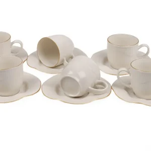 Adine Kaffeservis 12 Delar Porslin Creme/Guld - Servering & matlagning Trygg betalning