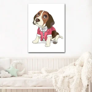 Säker betalning Canvastavla 70x100 cm - Söt beagle i en röd kavaj med fluga - Inredning & dekor