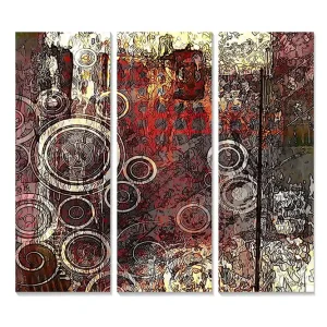 Canvastavla i trä 3-delar 50x70 cm - Abstrakt komposition med cirkulära former - Inredning & dekor Fynd