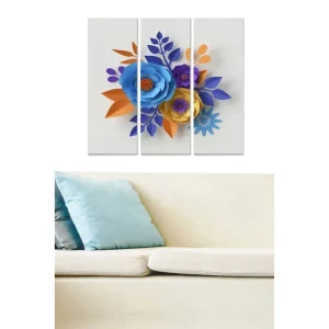 Canvastavla i trä 3-delar 50x70 cm - Färgrik bukett av pappersblommor - Inredning & dekor Begränsat antal