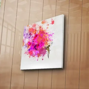 Populär Canvastavla 45x45 cm - Färgglad abstrakt komposition med sprudlande färgexplosioner Rosa / Lila / Orange - Inredning