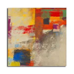 Canvastavla 45x45 cm - Abstrakt komposition med färgglada geometriska former Röd / Gul / Blå - Inredning Premium