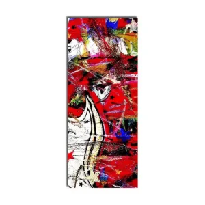 Fri frakt Canvastavla 30x70 cm - Dynamisk abstrakt komposition med inslag av röda och svarta former Röd / Svart / Vit - Inredning