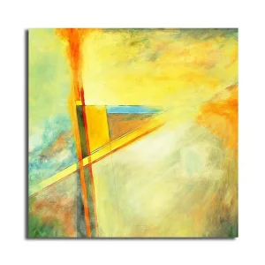 Canvastavla 45x45 cm - Abstrakt komposition med ljusa färger och geometriska former Gul / Orange / Blå - Inredning Kundfavorit