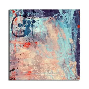 Begränsad tid Canvastavla 45x45 cm - Abstrakt komposition med färgglada former och linjer Blå / Röd / Beige - Inredning