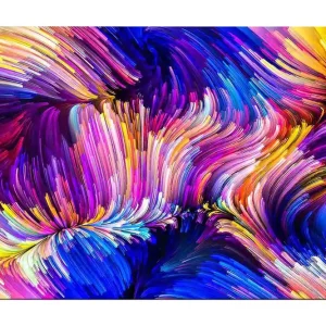 Canvastavla 70x100 cm - Abstrakt färgsprakande komposition med svepande linjer och former - Inredning & dekor Kundfavorit