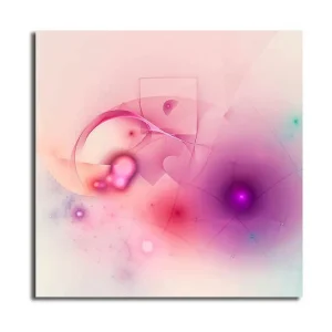 Premium Canvastavla 45x45 cm - Abstrakt komposition med mjuka former och färgövergångar Rosa / Lila / Turkos - Inredning