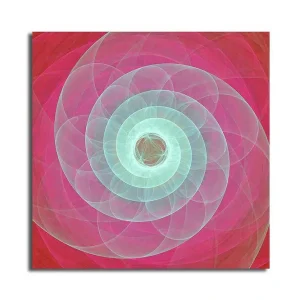 Billig Canvastavla 45x45 cm - Spiralmönster i mjuka pastellfärger Rosa / Mintgrön - Inredning