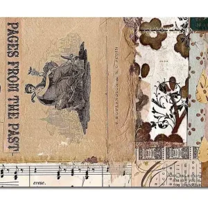 Canvastavla 70x100 cm - Collage av gamla bokblad och dekorativa mönster med en central figur som framhäver nostalgi och historia - Inredning & dekor Fynd