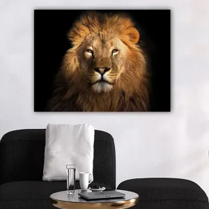 Canvastavla 70x100 cm - Majestätisk lejonhuvud med intensiv blick - Inredning & dekor Sänkt pris