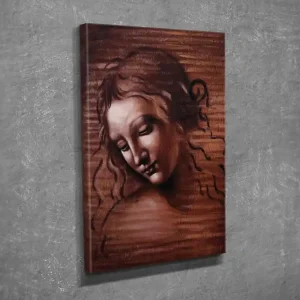 Liten Canvastavla 30x40 cm - Porträtt av en kvinna med nedåtblickande ansiktsuttryck Mörkbrun / Ljusbrun / Beige - Inredning Fynd