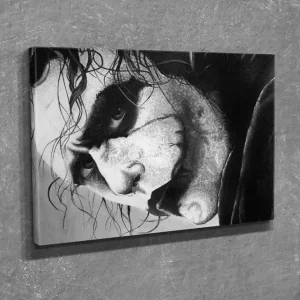 Liten Canvastavla 40x30 cm - Intensivt porträtt av en skrämmande karaktär med dramatiska uttryck Svart / Vit / Grå - Inredning Kampanjpris