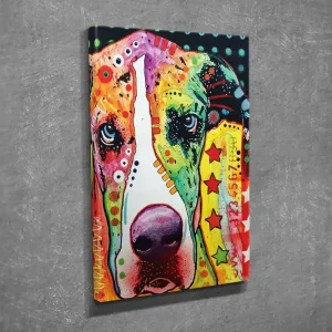 Reapris Liten Canvastavla 30x40 cm - Färgglad hund med lekfulla mönster Grön / Orange / Rosa - Inredning