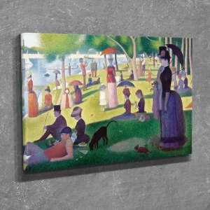 Liten Canvastavla 40x30 cm - Livlig scen av människor som njuter av en dag vid vattnet Grön / Röd / Blå - Inredning Erbjudande