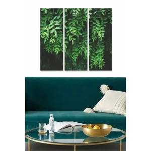 Canvastavla i trä 3-delar 50x70 cm - Grönskande bladverk i en harmonisk komposition - Inredning & dekor Fynd