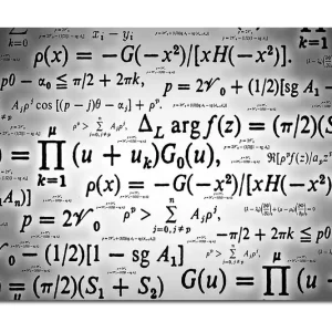 Canvastavla 70x100 cm - Abstrakt konstverk med matematiska formler och symboler i svart och vitt - Inredning & dekor Begränsat erbjudande