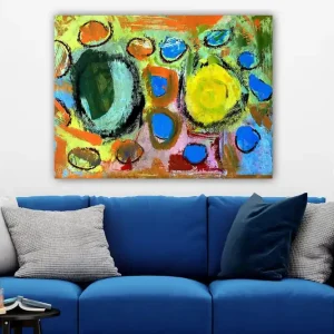 Canvastavla 70x100 cm - Abstrakt komposition med färgglada cirklar och former som skapar en livlig och dynamisk känsla - Inredning & dekor Lägg i varukorgen