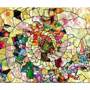 Trygg betalning Canvastavla 70x100 cm - Färgglad snäcka med geometriska mönster och spiralformade detaljer - Inredning & dekor