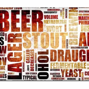 Snabb leverans Canvastavla 70x100 cm - Typografisk komposition med fokus på olika ölsorter och bryggningstermer - Inredning & dekor