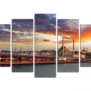Snabb leverans Canvastavla City Istanbul 5-pack Flerfärgad - Inredning & dekor