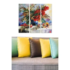 Canvastavla i trä 3-delar 50x70 cm - Färgrik bukett av bär och frukter i en stillhet med naturmotiv - Inredning & dekor Fynd