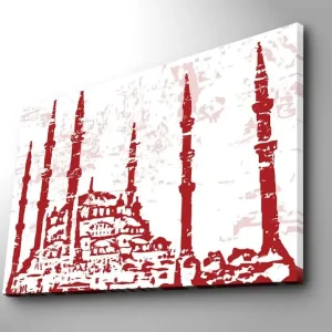 Canvastavla 70x100 cm - Silhuetten av en moské med flera minareter i en stiliserad design - Inredning & dekor Kampanjpris