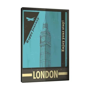 Canvastavla 70x100 cm - Stiliserad illustration av Big Ben med en retro reseinspirerad design - Inredning & dekor Nedsatt pris