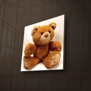 Canvastavla med LED-belysning 28x28 cm - Söt mjukisdjur i form av en björn Brun / Beige - Inredning Outlet